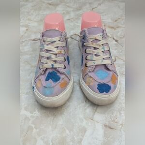 Obtaom Woman's  Hand Painted  Canvas Lace Up Slip On‎ Sneakers Size 7
